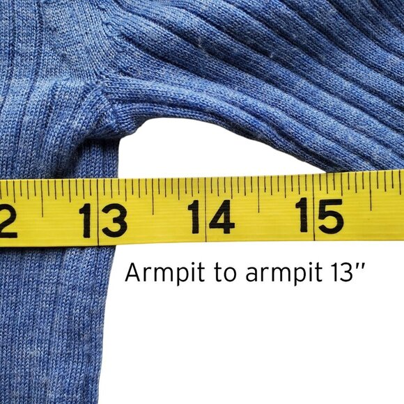 J. Crew Blue Thin Lightweight Cashmere Ribbed Sweater Great Base Layer Size M - Picture 7 of 10